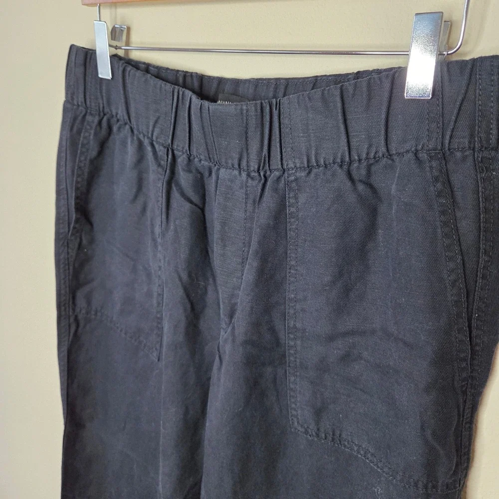 Banana Republic Black Linen Blend Stretch Waist Tapered Pants Womens Medium
